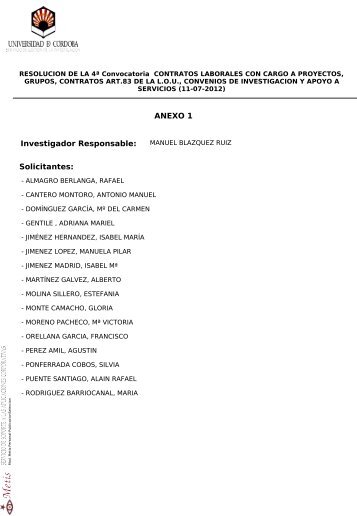 ANEXO 1 Investigador Responsable: Solicitantes: