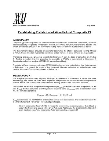 Establishing Prefabricated Wood I-Joist Composite EI - WIJMA