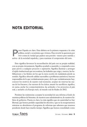 CUADERNOS DE PENSAMIENTO POLÍTICO 36 Nota editorial
