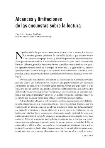 Alcances y limitaciones de las encuestas sobre la lectura - Revistas ...