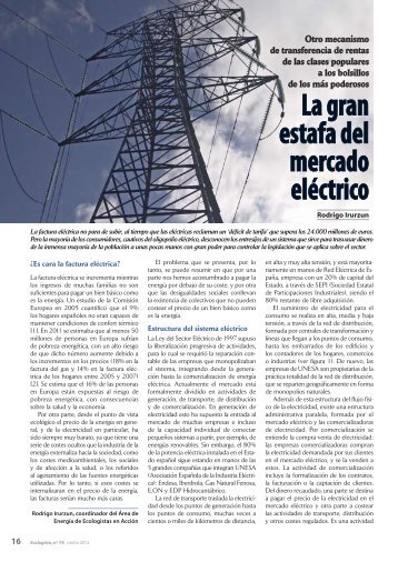 La gran estafa del mercado eléctrico - Revistas Culturales