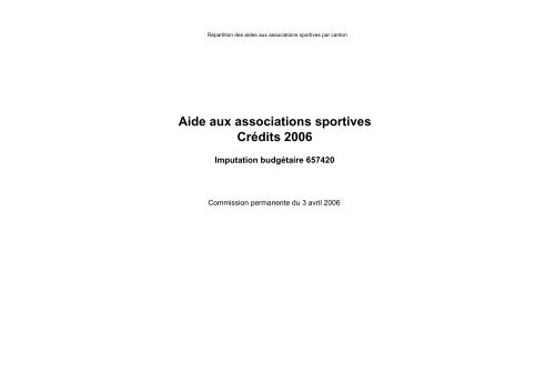 Aide aux associations sportives Crédits 2006 - la Somme