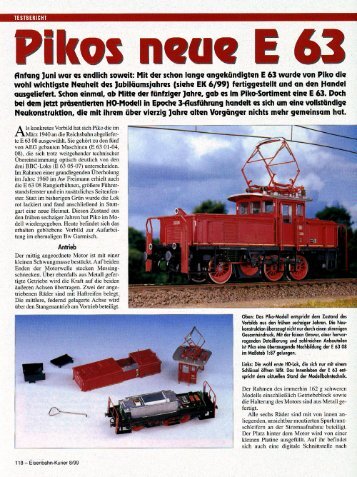 E63, Eisenbahn Kurier 08/99, S. 118 - Piko