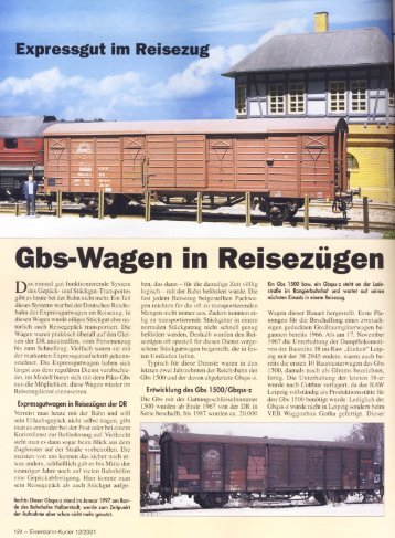 Gbs für Reisezüge, Eisenbahn Kurier 12/01 - Piko