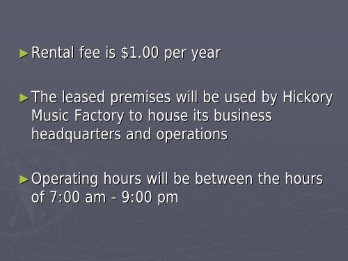 Consideration Of Lease Agreement With Hickory ... - City of Hickory