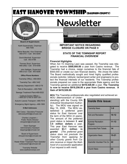 Newsletter - East Hanover Township