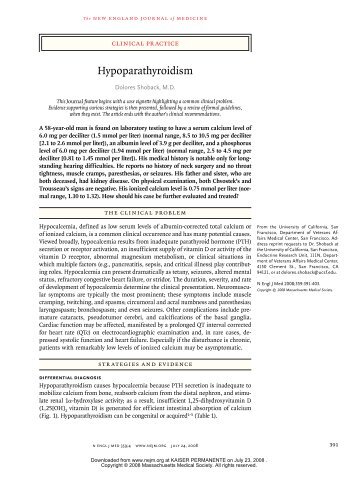Hypoparathyroidism - Q-Notes for Adult Medicine