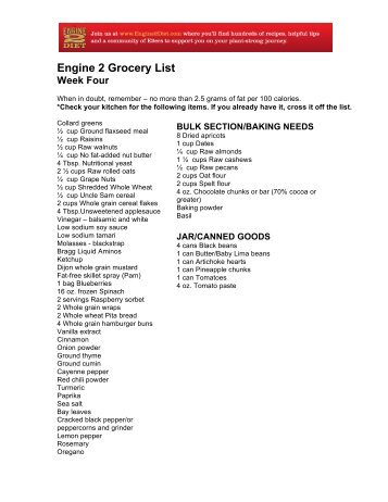 weekly grocery list the engine 2 diet