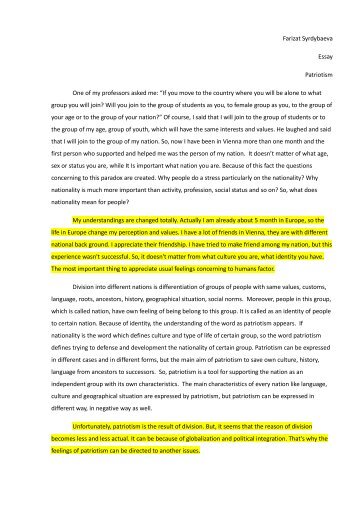 Essay about patriotism