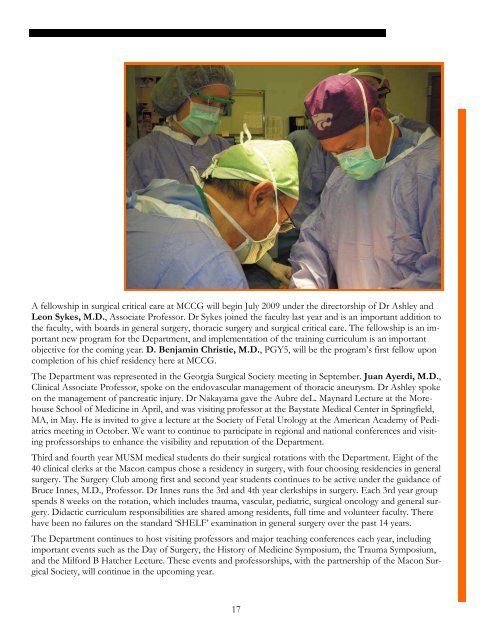 Annual Report 09 - MCCG General Surgery Residency