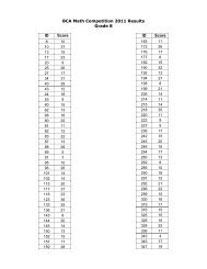 BCA Math Competition 2011 Results Grade 8 ID Score ... - Bergen.org