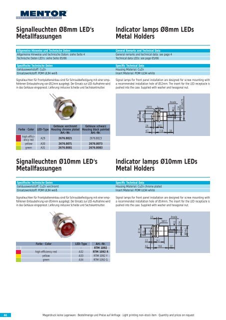 Optoelektronische Bauelemente Opto Electronic Components - CTL ...