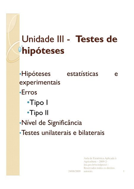 testes de hipoteses