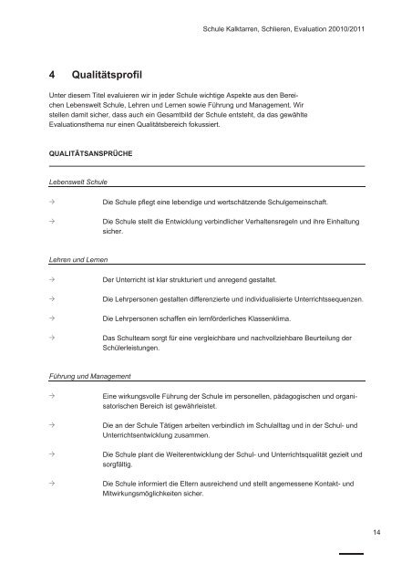 Schulevaluation Kalktarren - SP Schlieren