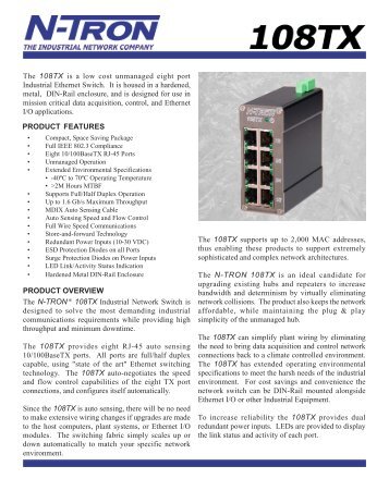 NTRON 108TX Data Sheet - CTL Components