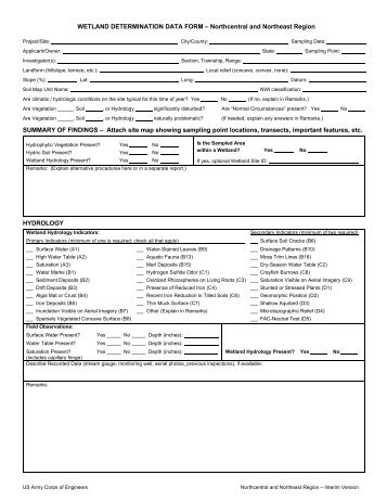 Wetland Determination Data Form - U.S. Army