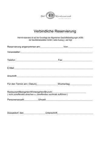 verbindliche Reservierung - Se[h]restaurant am Bootshafen