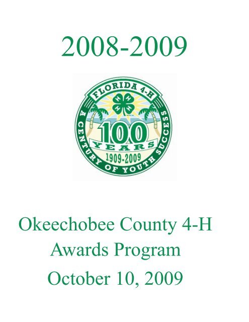 2008-2009 4-H Awards Program - Okeechobee County Extension ...