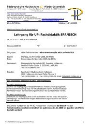 Lehrgang für UP: Fachdidaktik SPANISCH