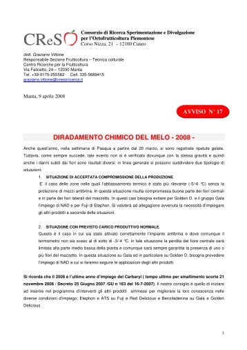 DIRADAMENTO CHIMICO DEL MELO - 2008 - - InfoKeeper