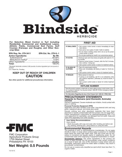 Blindside Herbicide 10-19-10 Commercial Label - FMC Professional ...