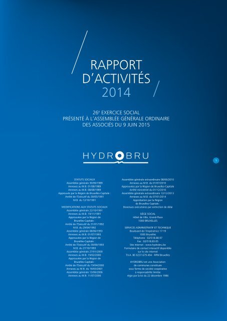 Hydrobru : RAPPORT D’ACTIVITÉS 2014