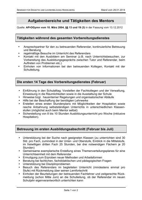 Aufgaben der Mentoren - SEMINAR-HEIDELBERG-GYM - Startseite