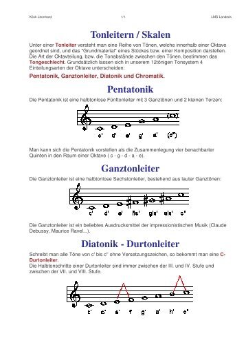 Tonleitern / Skalen Pentatonik Ganztonleiter Diatonik ... - HS-Pians