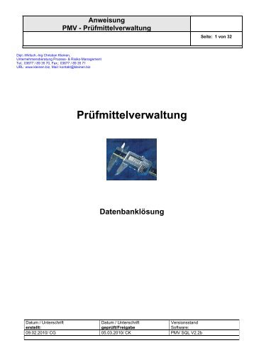 Anweisung PMV - Prüfmittelverwaltung - kleinen.biz