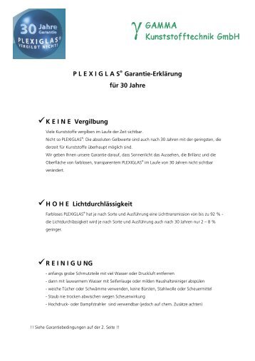 GAMMA PLEXIGLAS - GAMMA Kunststofftechnik GmbH