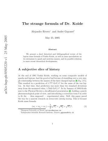 The strange formula of Dr. Koide