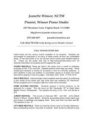 Jeanette Winsor, NCTM  Pianist, Winsor Piano Studio - Music-USA.org