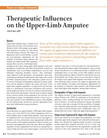 Therapeutic Influences on the Upper-Limb Amputee - Advanced Arm ...