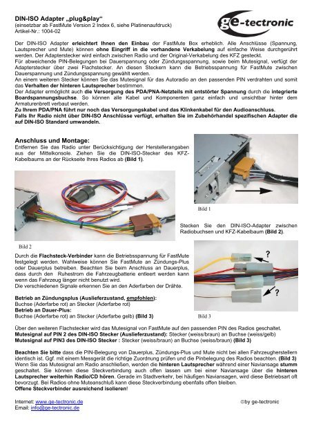 Adapterkabel - ISO Stecker auf DIN Buchse - Lautsprecher