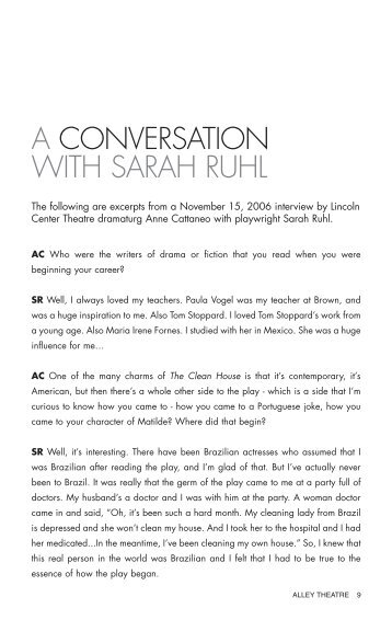 A CONVERSATION WITH SARAH RUHL - Alley Theatre