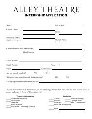 INTERNSHIP APPLICATION - Alley Theatre