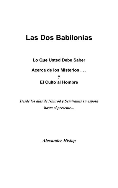 Las Dos Babilonias - Iglesia de Dios Cristiana y BÃ­blica - Inicio