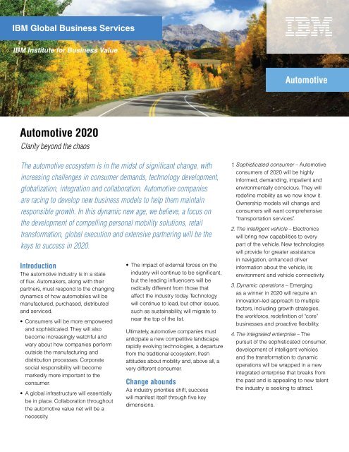 Automotive 2020: Clarity beyond the chaos - IBM