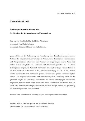 Zukunftsbrief 2012 Stellungnahme der Gemeinde St. Rochus in ...