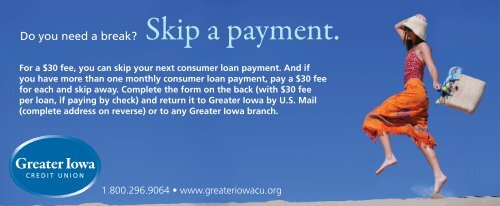 Skip a payment coupon - Greater Iowa Credit Union