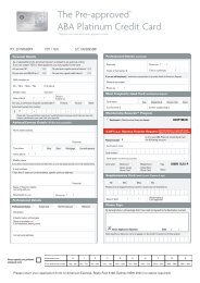 The Pre-approved* ABA Platinum Credit Card