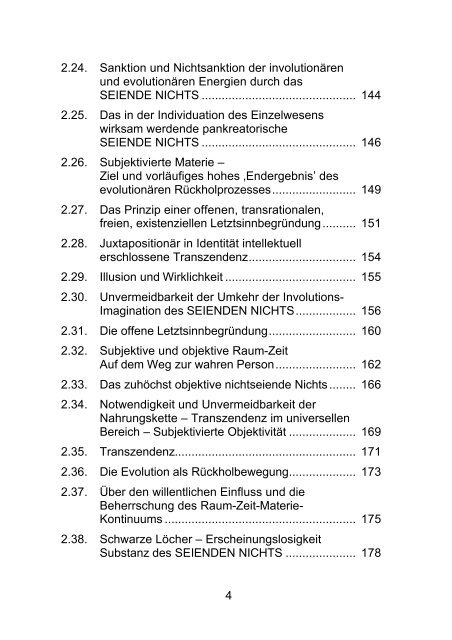 Inhaltsverzeichnis Buch I Das SEIENDE NICHTS - AndreasMascha.de