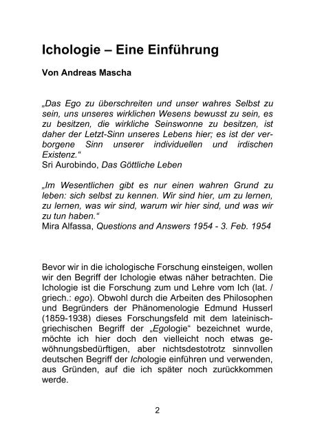 Ichologie â Eine EinfÃ¼hrung - AndreasMascha.de