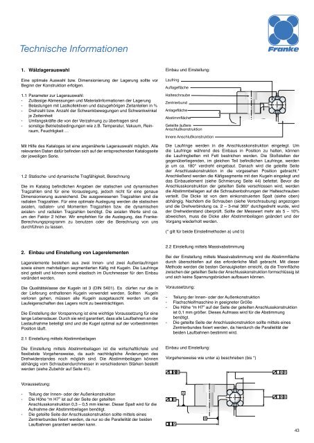 Franke GmbH - Produkt WÃ¤lzlager