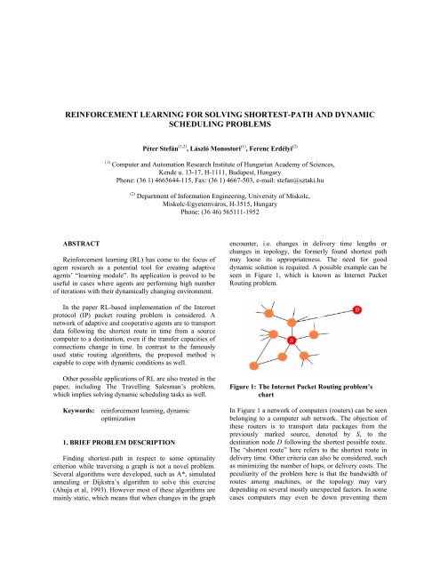 reinforcement learning for solving shortest-path and dynamic ...