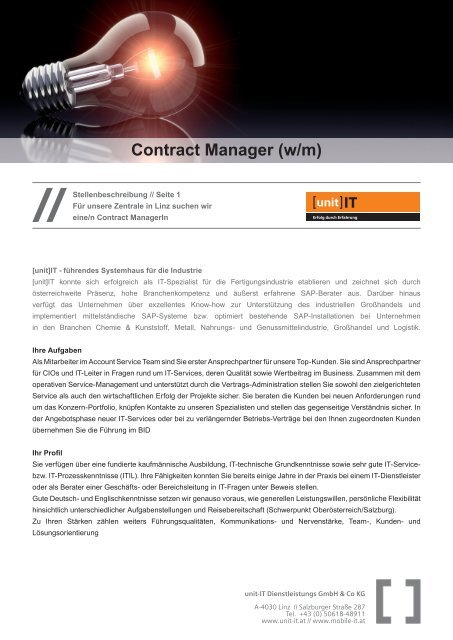 Stelleninserat 2013_Contract Manager.indd - unit-IT