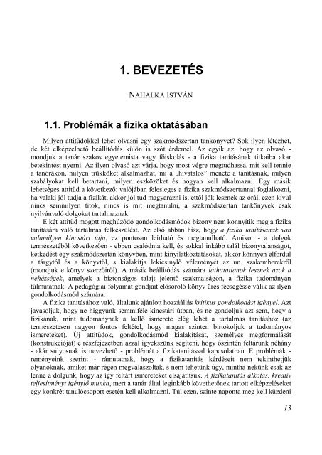 A fizikatanÃ­tÃ¡s pedagÃ³giÃ¡ja cÃ­mÅ± felsÅoktatÃ¡si tankÃ¶nyv(letÃ¶lthetÅ ...