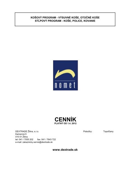 NOMET cenník 2012 - Dextrade