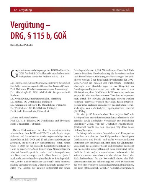 Plastische Chirurgie 8: Supplement 2 (2008) - DGPRÃ„C