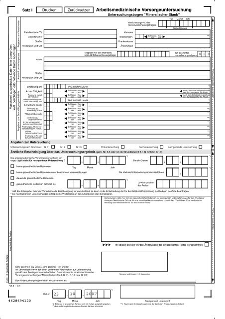 Arbeitsmedizinische Vorsorgeuntersuchung